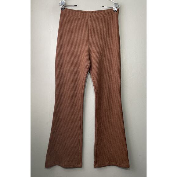 American Eagle Outfitters Pants - American Eagle Knit Pants Size Large Mocha Brown Pull On Flare Leg Yoga Comfort